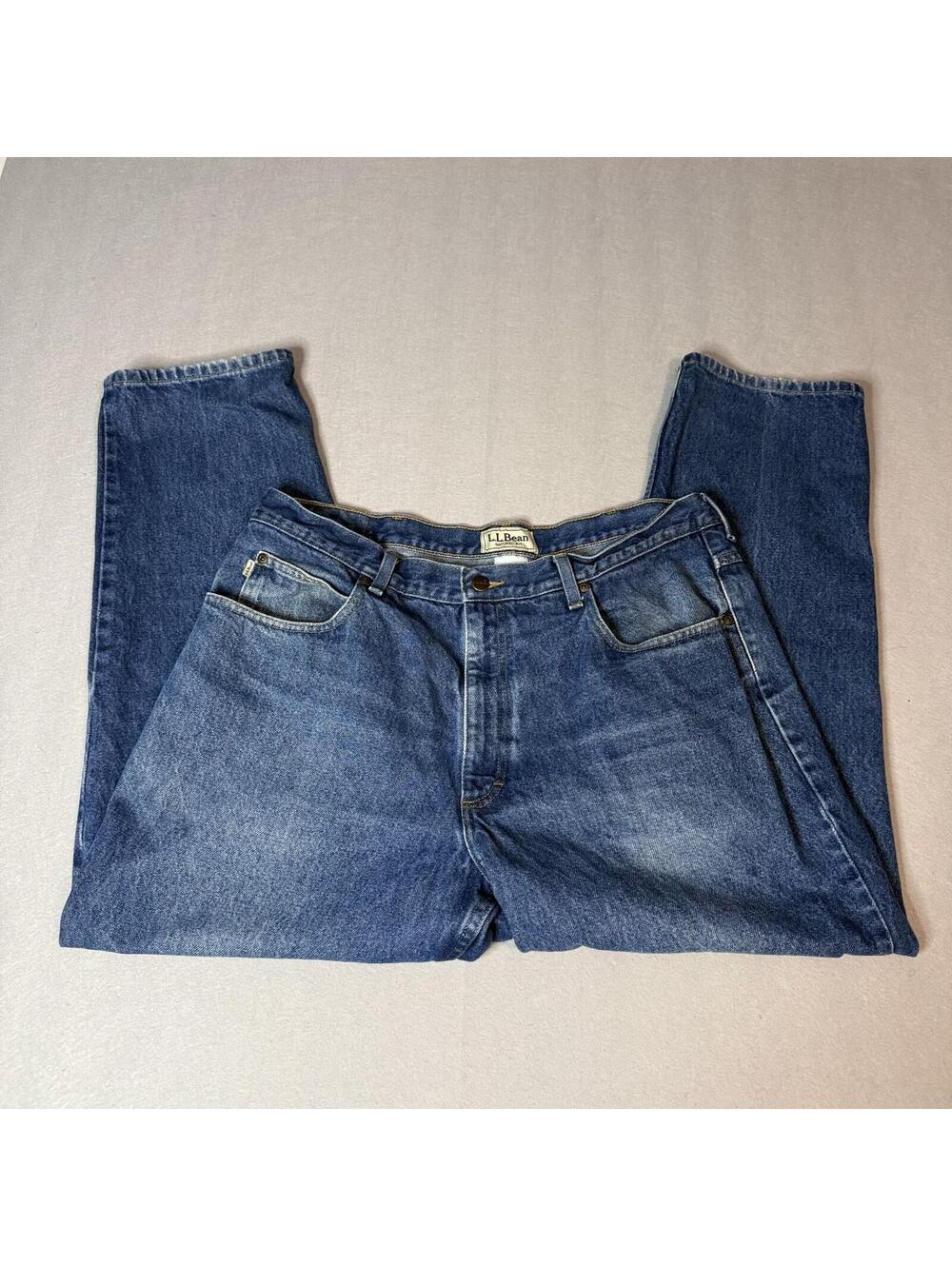 Vintage LL Bean Natural Fit Jeans Mens 38x29 Blue Denim Straight‎ Leg  90s
